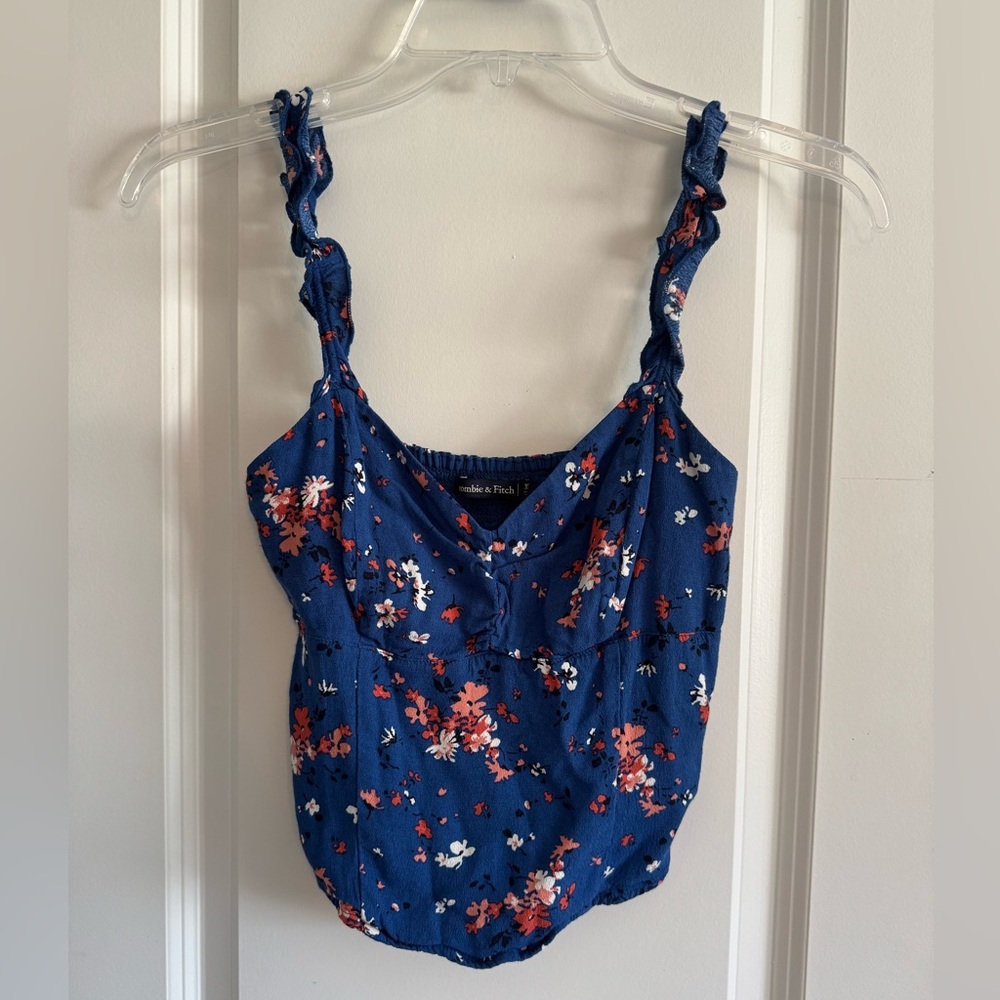 Abercrombie & Fitch Blue Floral Crop Top